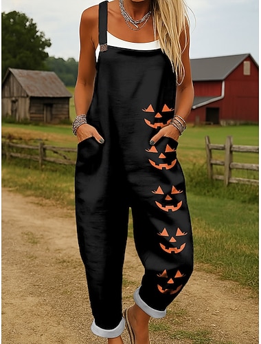 Damen Overall Aktiv Grafik Ärmellos Weitbeinig Tasche Knöpfe Urlaub Lockere Passform Schwarz Weiß Lila Sommer   Damen Overall Aktiv Grafik Ärmellos Weitbeinig Tasche Knöpfe Urlaub Lockere Passform Schwarz Weiß Lila Sommer