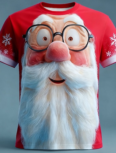  Vánoce Pánské Ježíšek 3D Tričko Krátký rukáv tričko 3D tisk Tričkový Košile Denní Designové umělecké Dovolená Párty ulice Červená 3 Rubínově červená Červená 2 Celý rok Oblečení S M L XL XXL XXXL