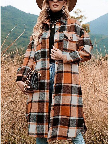 نسائي معطف شتوي مريح متنفس جيب Buttons طباعة كاجوال منقوش عطلة شارع فضفاض مناسب للبس اليومي صدر فردي طويلة طوي عادي كم طويل ملابس خارجية فوشيا برتقالي أخضر الربيع الخريف   نسائي معطف شتوي مريح متنفس جيب Buttons طباعة كاجوال منقوش عطلة شارع فضفاض مناسب للبس اليومي صدر فردي طويلة طوي عادي كم طويل ملابس خارجية فوشيا برتقالي أخضر الربيع الخريف