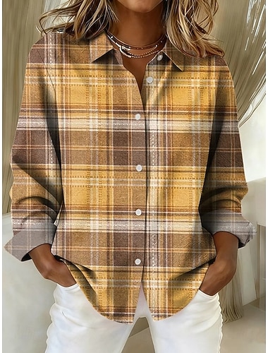 نسائي قميص بلوزة الرسم هندسي منقوش عتيق يوميا أنيق كم طويل قبعة القميص قمصان عادية مناسب للبس اليومي بقع Buttons طباعة كستنائي ازرق أصفر بني فاتح بني الربيع الخريف الشتاء   نسائي قميص بلوزة الرسم هندسي منقوش عتيق يوميا أنيق كم طويل قبعة القميص قمصان عادية مناسب للبس اليومي بقع Buttons طباعة كستنائي ازرق أصفر بني فاتح بني الربيع الخريف الشتاء