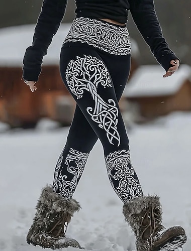  ליוגת ספורט נשים ויקינג בוהו בסגנון אתני וינטאג' באורך מלא עם מגן גבוה גרפיקה אבסטרקטית הדפסה תלת-ממדית ייבוש מהיר אווריריות רכה מתוחה רשמית חופשה ורוד קיץ אביב סתיו חורף