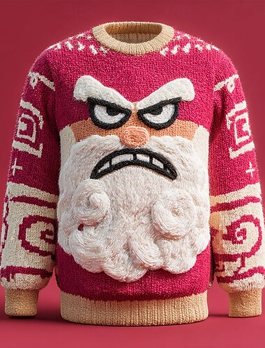  Ful jultröja Herr jultomten 3D-utskrift Pullover tröja Stickat Rund halsringning Ledigt Utomhus Julklappar Semester Håller värmen Långärmad Höst Vinter Röd -1 Röd -2