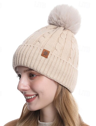  Жен. Шляпа Зимние шапки Шляпы без полей С защитой от ветра Теплый Для улицы Повседневные выходные Трикотаж Чистый цвет