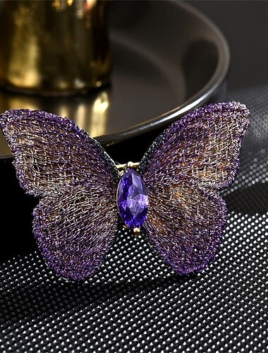 ブローチ レトロ バタフライ ヴィンテージ かわいいスタイル ブローチ ジュエリー パープル 用途 結婚式 パーティー 贈り物 婚約 プロムドレス 祭り