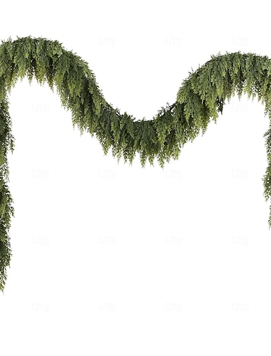 Świąteczna girlanda cedrowa z realistyczną, miękką, grubą sosną, sztuczna zielona girlanda z imitacji cedru sosnowego do kominka, kominka, wnętrza, na zewnątrz, na imprezę świąteczną, do dekoracji