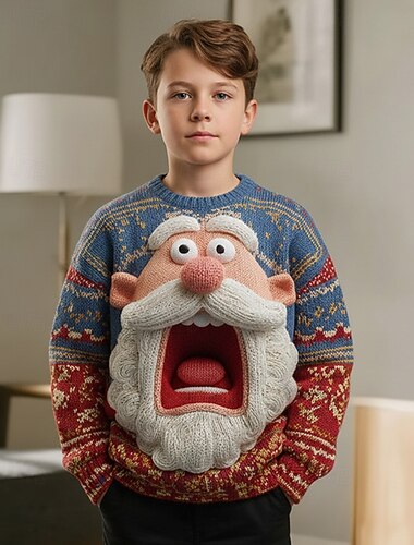 Новогодняя тематика Мальчики 3D Дед Мороз Уродливый рождественский свитер Рождественский подарок Вязаная ткань Длинный рукав 3D печать Осень Зима Мода Для вечеринки Дети 4-12 лет Вырез под горло   Новогодняя тематика Мальчики 3D Дед Мороз Уродливый рождественский свитер Рождественский подарок Вязаная ткань Длинный рукав 3D печать Осень Зима Мода Для вечеринки Дети 4-12 лет Вырез под горло