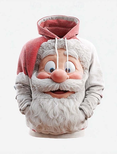  Noël Homme Père Noël 3D Sweat à capuche Sweatshirt Mode Quotidien Occasionnel manche longue Col ras du cou À capuche Maison Soirée Cadeau Rouge 3 Rouge rouge 2 Cordon de serrage Automne Hiver Designer