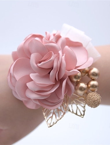 Fiori da polso da sposa Braccialetto floreale Matrimonio / Evento / Festa Metallo / Tessuti Floreale   Fiori da polso da sposa Braccialetto floreale Matrimonio / Evento / Festa Metallo / Tessuti Floreale