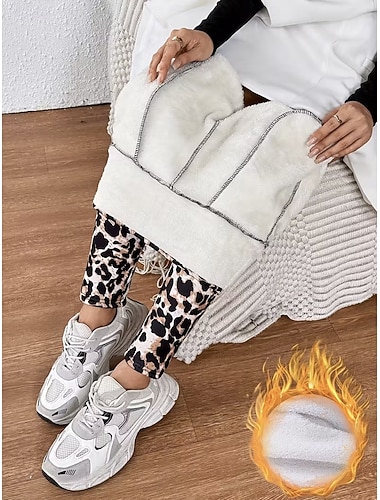  Dame Fleecebukser Leggings Ferie Årgang Etnisk stil Full lengde Høy Midje Grafisk Leopard Trykt mønster Hold Varm comfy Bekvem Elastisk Avslappet Daglig utendørs Svart Rød kaffe Sommer Vår Høst Vinter