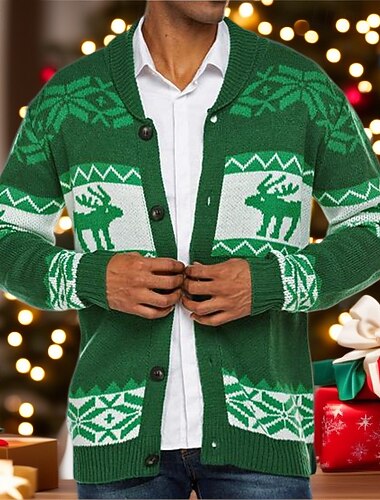  Renna Rudolph Brutto maglione di Natale Cardigan Per uomo Natale Adulti Natale Capodanno Feste Top