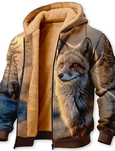 Pánské Liška Fleece Kapuce Kurtka Klasické Armáda Dlouhý rukáv Tričkový Venkovní Kempink Modrá 1 Černá Zapni Podzim Zima Návrhář   Pánské Liška Fleece Kapuce Kurtka Klasické Armáda Dlouhý rukáv Tričkový Venkovní Kempink Modrá 1 Černá Zapni Podzim Zima Návrhář