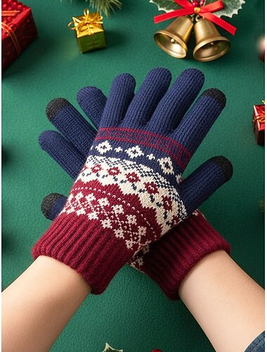 Guanti touchscreen natalizi da uomo: caldi guanti foderati in pile con design nordico lavorato a maglia, opzioni multicolore, perfetti come regali per le feste e attività invernali   Guanti touchscreen natalizi da uomo: caldi guanti foderati in pile con design nordico lavorato a maglia, opzioni multicolore, perfetti come regali per le feste e attività invernali