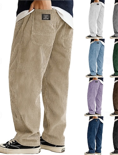 Herren Jogginghose Cordhose Hose Baggy-Hosen Elastischer Bund Gerader Schnitt Einfach Feuchtigkeitsableitend Atmungsaktiv Volle Länge Outdoor Lässig Täglich Mode Streetwear Schwarz Weiß Unelastisch   Herren Jogginghose Cordhose Hose Baggy-Hosen Elastischer Bund Gerader Schnitt Einfach Feuchtigkeitsableitend Atmungsaktiv Volle Länge Outdoor Lässig Täglich Mode Streetwear Schwarz Weiß Unelastisch