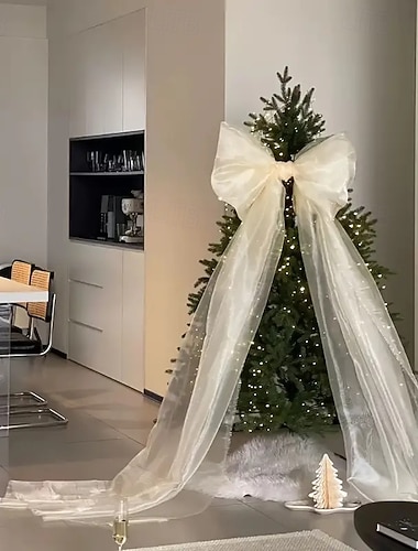  35,4 tuuman verkkomainen rusetti, suuri joulukuusenkoriste, muotoiltu rusetti, sopii joulukuusien koristeluun, kodin seinäkoristeluun, ulkotilojen koristeluun, kihlajaishääkoristeluun,