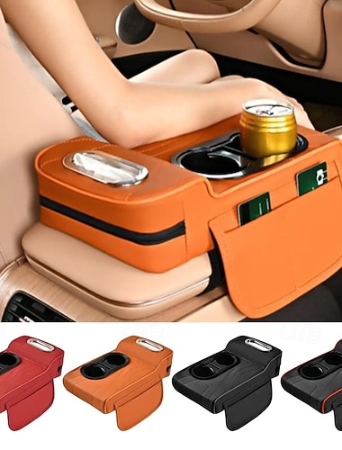  Nuovo cuscino per bracciolo centrale per auto con 2 portabicchieri, cuscino rialzato per bracciolo, 4 in 1, fodera per bracciolo per tutte le stagioni