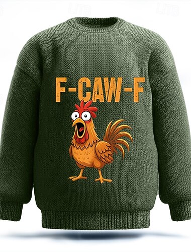  f-caw-f morsom herre hane 3d tegneserie genser genser strikkevarer rund hals avslappet ferie gate daglig 3d-trykk strikking hold varm langermet vår høst vinter svart rød blå