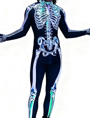  Totenkopf Skelett Bodysuit Halloween Gruppenkostüme Paarkostüme Ganzkörper-Catsuit Gruselkostüm Herren Damen Jungen Kinder Erwachsene Performance Party Club Halloween Karneval Tag der Toten einfach