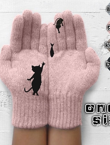  Γυναικεία 1 ζευγάρι Ακροδάχτυλα / Χειμωνιάτικα Γάντια / Πλεκτά γάντια Κομψό στυλ street / Υπαίθριο Γάντια - Στάμπα Ολόκληρο το Δάχτυλο / Στάμπα