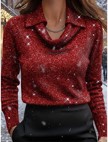  בגדי ריקוד נשים חולצה Ombre גראפי 3D אלגנטית מסוגנן בסיסי שרוול ארוך צוואר בדוגמת דרפה חולצות רגילות עבודה בגדי ערב למסיבה יומי Ruched בד נשפך יין פול תלתן סתיו חורף