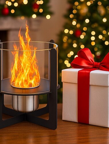  Glasspeis, stor bordpeis, bærbar peisskål, rent brennende bioetanol, ventilløs peis for innendørs utendørs terrassefester