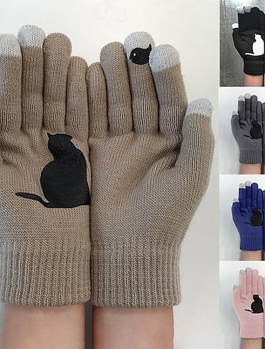  Γυναικεία 1 ζευγάρι Ακροδάχτυλα / Χειμωνιάτικα Γάντια Κομψό στυλ street / Υπαίθριο Γάντια - Στάμπα Ολόκληρο το Δάχτυλο / Στάμπα