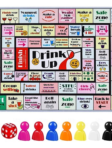  giochi da tavolo da bere per adulti, giochi da tavolo da bere con tappetino di gomma, divertenti giochi da bere interattivi per feste, serate di gioco, compleanni, giochi in famiglia o qualsiasi