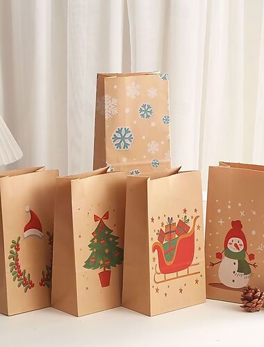 50 Stück Weihnachtstüten mit Süßigkeiten, Weihnachtstüten für Süßigkeiten, für Klassenzimmer, Festivals, Geburtstage, Partyzubehör, Weihnachtsgeschenke, Geschenkverpackung