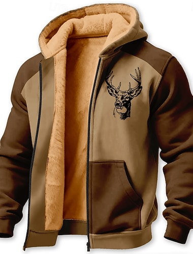  رجالي أيل الصوف قبعة Jacket كنزة كلاسيكي الصيد كم طويل رقبة عالية مدورة الأماكن المفتوحة تخييم بني أخضر رمادي غامق إحزم الخريف الشتاء مصمم S M L XL 2XL 3XL