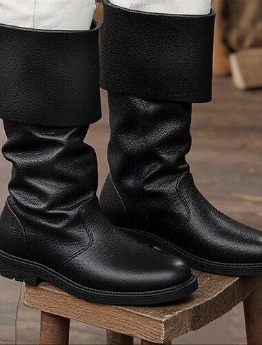  Medieval Renascentista Sapatos Botas Longas Botas sem salto Pirata Viking Cruzado Fantasia Homens Unisexo Celta Pirata Dia Das Bruxas Baile de Máscaras Espetáculo Festa / Noite LARP Adulto Sapatos