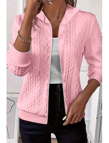  Γυναικεία Πουκάμισο Συμπαγές Χρώμα Γραφική Κομψό Βίντατζ χαριτωμένο στυλ Μακρυμάνικο Με Κουκούλα Κανονικά μπλουζάκια Δουλειά Καθημερινά Αργίες Φερμουάρ Λευκό Ανθισμένο Ροζ Θαλασσί Πορτοκαλί