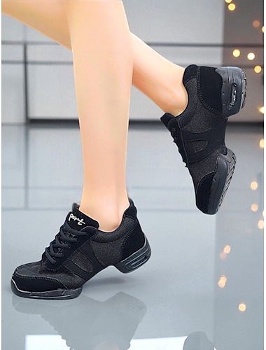 حذاء رياضي نسائي أسود شبكي للرقص الجاز - حذاء احترافي خفيف الوزن يسمح بمرور الهواء للرقص اللاتيني والهيب هوب والرقص الصالات   حذاء رياضي نسائي أسود شبكي للرقص الجاز - حذاء احترافي خفيف الوزن يسمح بمرور الهواء للرقص اللاتيني والهيب هوب والرقص الصالات