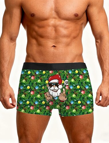  Bonhomme de neige père Noël Renne Rodolphe Pyjama de Noël Boxer Short Sous-Vêtements cadeau de Noël Homme Drôle Noël Motif Adultes Noël Nouvel An la veille de Noël Noël Soirée