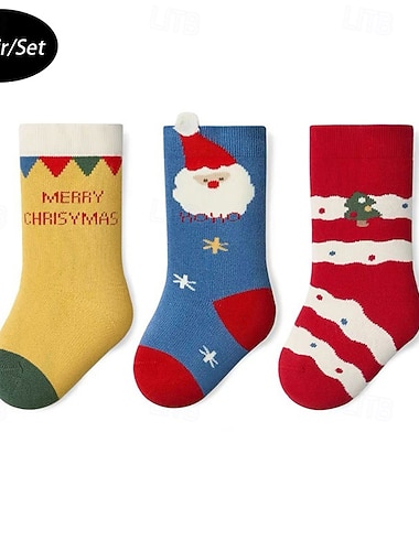 Дети Мальчики 3 пары Новогодняя тематика Рождественский подарок Носки Несколько цветов Новогодняя ёлка Санта Клаус С принтом Осень Зима На каждый день   Дети Мальчики 3 пары Новогодняя тематика Рождественский подарок Носки Несколько цветов Новогодняя ёлка Санта Клаус С принтом Осень Зима На каждый день