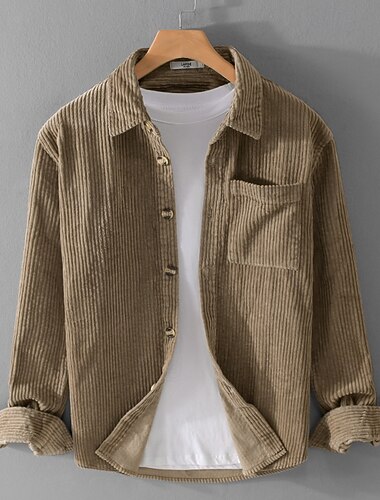 Herren Hemd Freizeithemd Cordhemd Knopfhemd Overshirt Blau Grün Kaki Langarm Umlegekragen Outdoor Party Tasche Bekleidung Vintage Lässig   Herren Hemd Freizeithemd Cordhemd Knopfhemd Overshirt Blau Grün Kaki Langarm Umlegekragen Outdoor Party Tasche Bekleidung Vintage Lässig