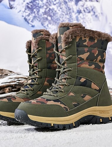  Waterdichte camouflage wintersneeuwlaarzen voor heren met warme bontvoering en antislipzool, outdoor wandel- en jachtwerkschoenen