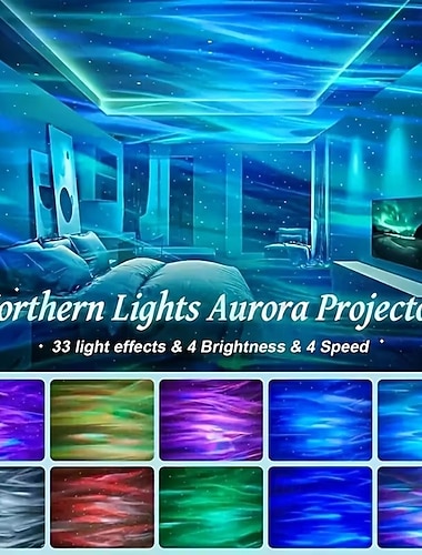  תאורת הקרנה חדשה של אורלינס לד המופעלת באמצעות USB לשנת 2025 עם אפקט זוהר הקוטב - בהירות ושינוי צבע מתכווננים, מושלמים לקישוט חדר משחקים ותאורה סביבתית לשיפור חוויית הקרנה סוחפת.