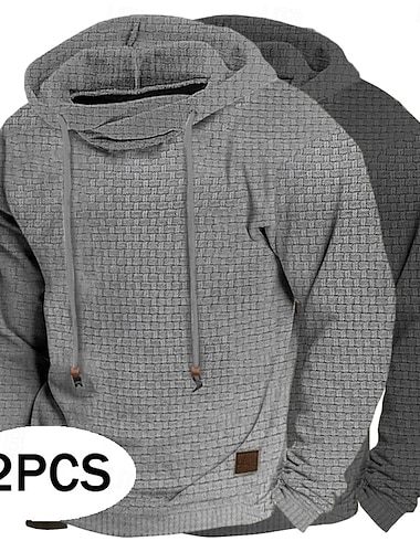  Herren Kapuzensweatshirt Waffle Kapuzensweatshirt Pullover Kapuzensweatshirt Schwarz + dunkelgrau Dunkelgrau + Hellgrau Marineblau + Hellgrau Armeegrün + Dunkelgrau Armeegrün + Schwarz Mit Kapuze