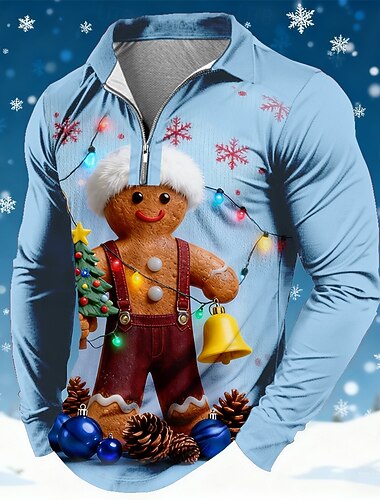 Christmas Miesten Piparkakut miehet Polo Pitkähihainen Poolopaidat Kauluskäänne Vapaa-aika Pyhäpäivä Arki-asut Festivaalin asu 3D-tulostus Quarter Zip Polo Kevät Syksy Talvi Rubiini Sininen   Christmas Miesten Piparkakut miehet Polo Pitkähihainen Poolopaidat Kauluskäänne Vapaa-aika Pyhäpäivä Arki-asut Festivaalin asu 3D-tulostus Quarter Zip Polo Kevät Syksy Talvi Rubiini Sininen