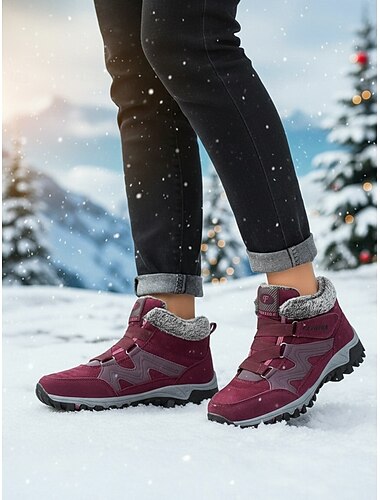  scarpe da trekking invernali da donna: comode scarpe da ginnastica da esterno con cinturini in velcro, fodera in pile e suole antiscivolo resistenti per la neve, le avventure invernali e le attività casual all'aperto
