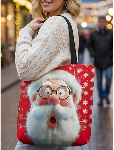  Juleveske til dame – julenissens design med festlig juletre og snøflak, morsom og finurlig, perfekt julegave til julebord, vinterfestligheter og shopping