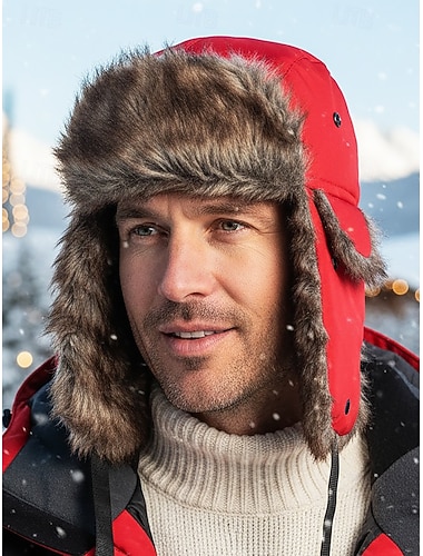  Miesten jouluinen turkisvuorattu ansaspipo – vedenpitävä, lämmin ja mukava, tekoturkisyksityiskohdilla, ihanteellinen talvilomalle ja ulkoiluun