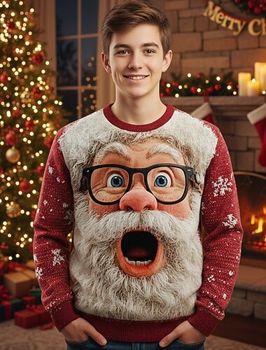Новогодняя тематика Мальчики 3D Дед Мороз Уродливый рождественский свитер Рождественский подарок Вязаная ткань Длинный рукав 3D печать Осень Зима Мода Для вечеринки Дети 4-12 лет Вырез под горло   Новогодняя тематика Мальчики 3D Дед Мороз Уродливый рождественский свитер Рождественский подарок Вязаная ткань Длинный рукав 3D печать Осень Зима Мода Для вечеринки Дети 4-12 лет Вырез под горло