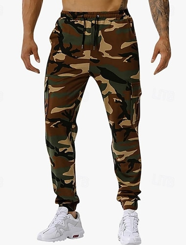  Муж. Спортивные брюки с манжетами Брюки карго спортивные штаны Кулиска С карманами Завышенная Нижняя часть Одежда для спорта и отдыха Для спортивного зала Тренировка Осень Эластичный