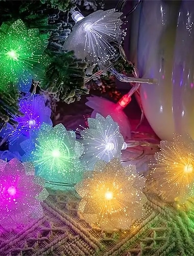  Świąteczne światłowodowe lampki kwiatowe z rozgwieżdżonym niebem, 3 m, 20 diod LED, dekoracja na wesele, przyjęcie świąteczne, lampki choinkowe do sypialni, balkonu, ogrodu, dekoracja choinkowa