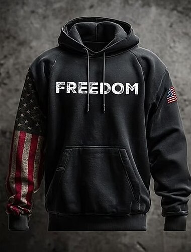  Men's American Flag Freedom Hoodie Fashion Street Style Vintage Retro Long Sleeve Hooded Vacation Party Streetwear Festival Black Printing Fall Winter Designer S M L XL 2XL 3XL
