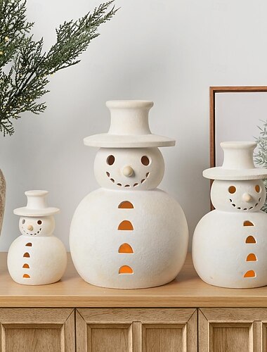 handgjorda terrakotta snögubbefigurer - 1-pack vit lera harts vinterdekor semester rustik unik inredning för hemmet bord rum bondgård inomhus utomhusdekoration   handgjorda terrakotta snögubbefigurer - 1-pack vit lera harts vinterdekor semester rustik unik inredning för hemmet bord rum bondgård inomhus utomhusdekoration