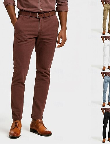 Herre Bukser kinesisk Chino bukser Uformelle bukser Lomme Rett ben عادي Komfort Myk Full lengde utendørs Daglig Ut på byen Mote Gatemote Svart Hvit Mikroelastisk   Herre Bukser kinesisk Chino bukser Uformelle bukser Lomme Rett ben عادي Komfort Myk Full lengde utendørs Daglig Ut på byen Mote Gatemote Svart Hvit Mikroelastisk