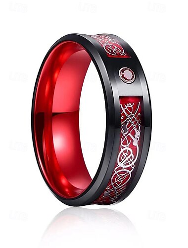  Herenring van roestvrij staal met Keltisch patroon, stijlvolle veelkleurige bandsieraad met ingelegde steen, duurzaam modeaccessoire, uniek kerstcadeau voor feestjes en dagelijks gebruik