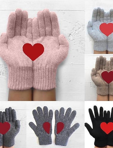  Γυναικεία 1 ζευγάρι Ακροδάχτυλα / Χειμωνιάτικα Γάντια Κομψό στυλ street / Υπαίθριο Γάντια - Καρδιά Ολόκληρο το Δάχτυλο / Στάμπα