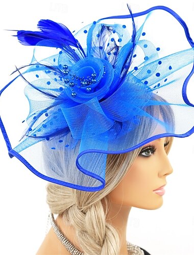  fascinators Stof Fedorahoed Bruiloft Teaparty Paardenrace cocktail Elegant Vintage Met Veer Helm Hoofddeksels